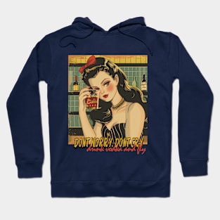 Vintage girl drinking vodka Hoodie